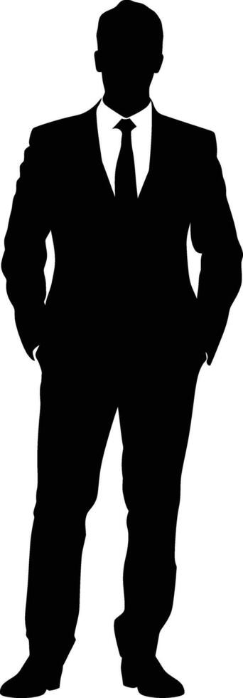 AI generated Silhouette bussiness man black color only full body vector