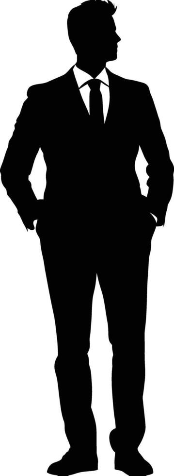 AI generated Silhouette bussiness man black color only full body vector