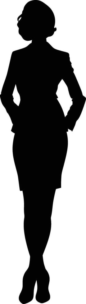 AI generated Silhouette bussiness woman black color only full body vector