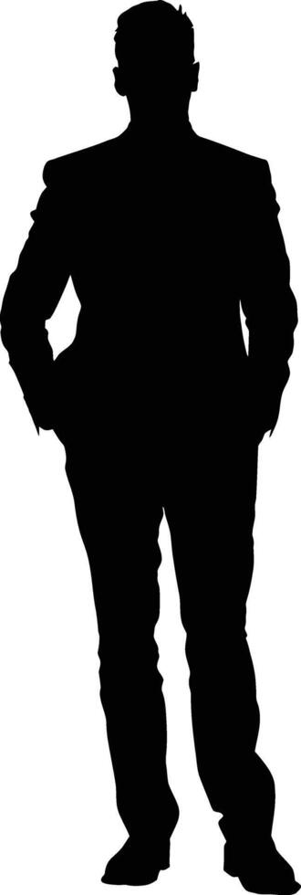 AI generated Silhouette bussiness man black color only full body vector