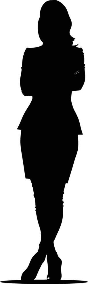 AI generated Silhouette bussiness woman black color only full body vector