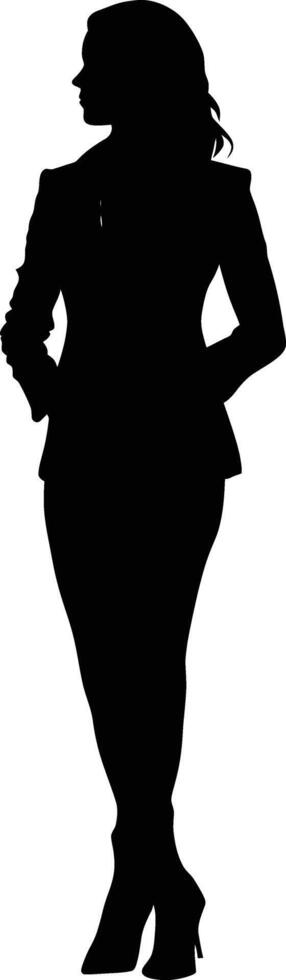 AI generated Silhouette bussiness woman black color only full body vector