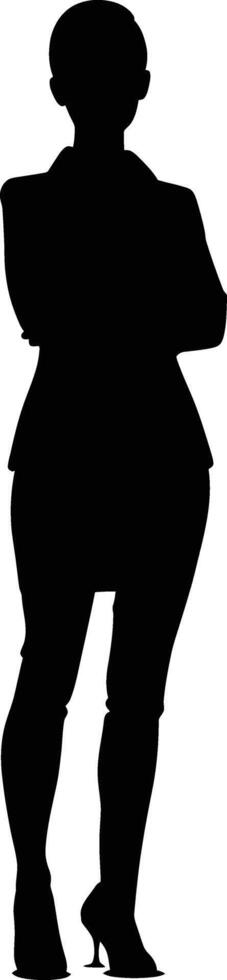 AI generated Silhouette bussiness woman black color only full body vector