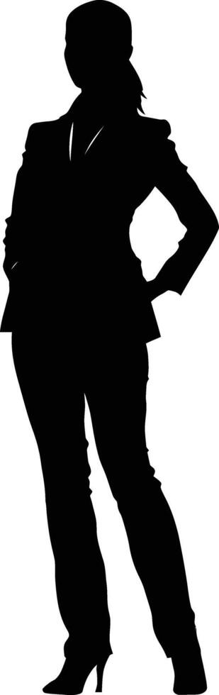 AI generated Silhouette bussiness woman black color only full body vector