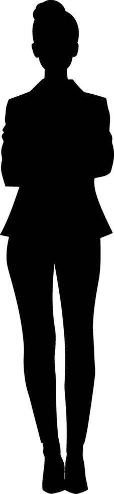 AI generated Silhouette bussiness woman black color only full body vector