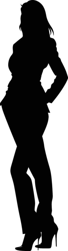 AI generated Silhouette bussiness woman black color only full body vector