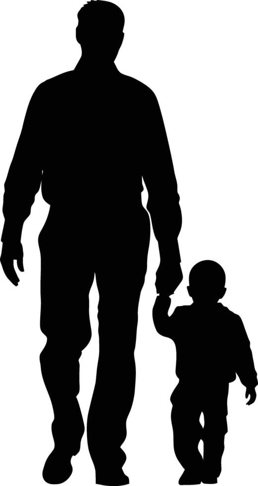 AI generated Silhouette for father day moment black color only full body vector