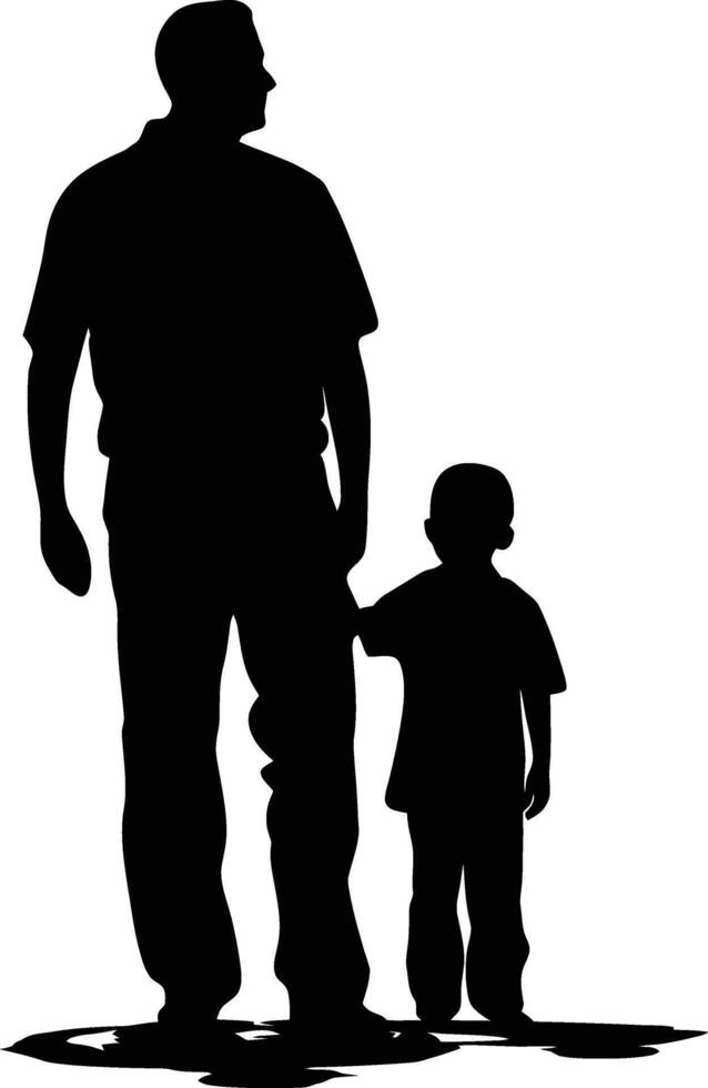 AI generated Silhouette for father day moment black color only full body vector