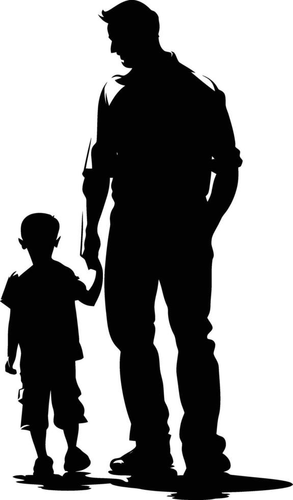 AI generated Silhouette for father day moment black color only full body vector