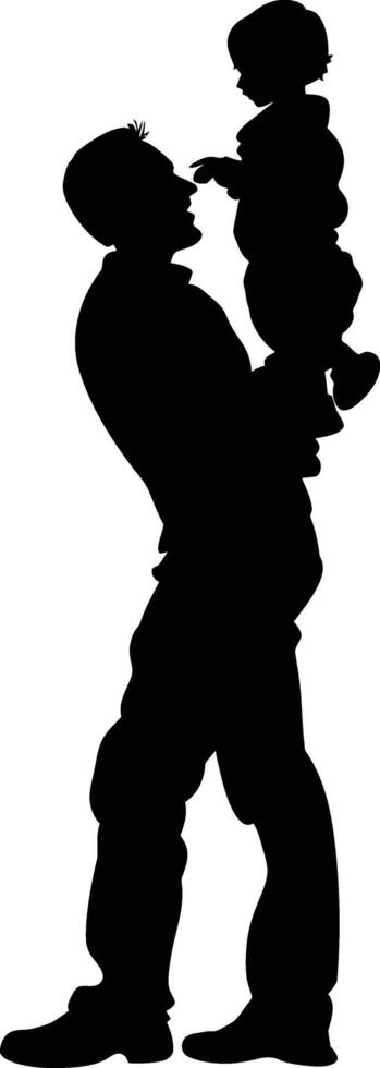 AI generated Silhouette for father day moment black color only full body vector