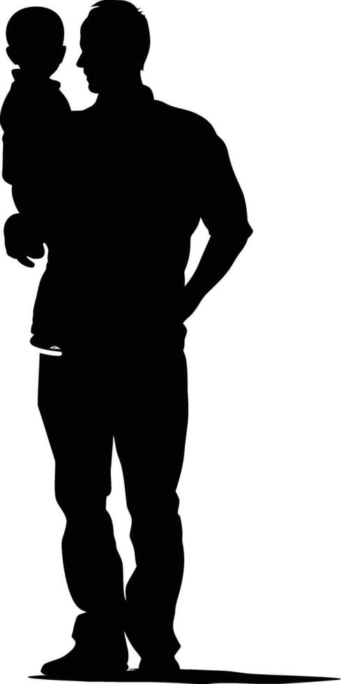 AI generated Silhouette for father day moment black color only full body vector