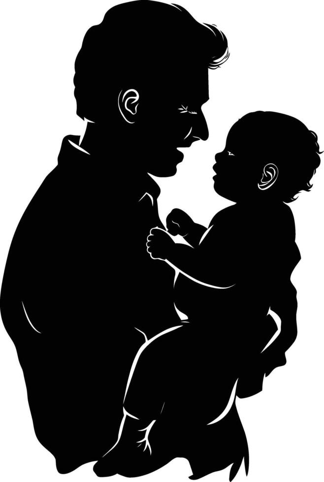 AI generated Silhouette for father day moment black color only full body vector