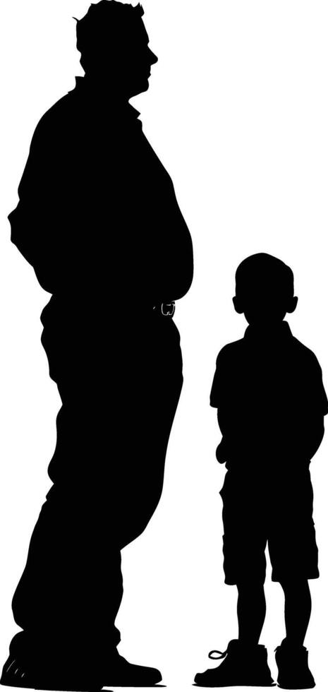 AI generated Silhouette for father day moment black color only full body vector