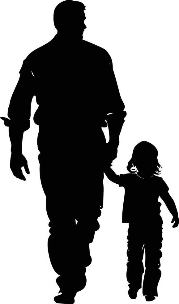 AI generated Silhouette for father day moment black color only full body vector