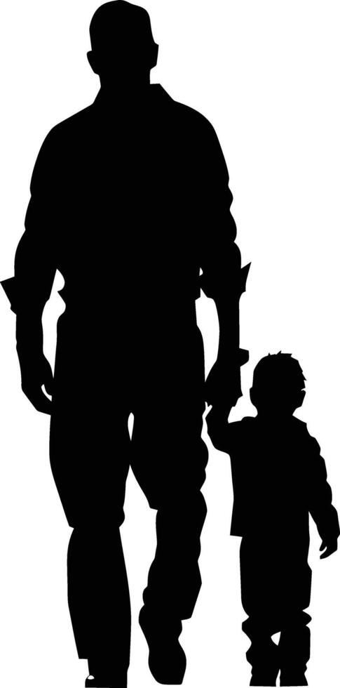 AI generated Silhouette for father day moment black color only full body vector