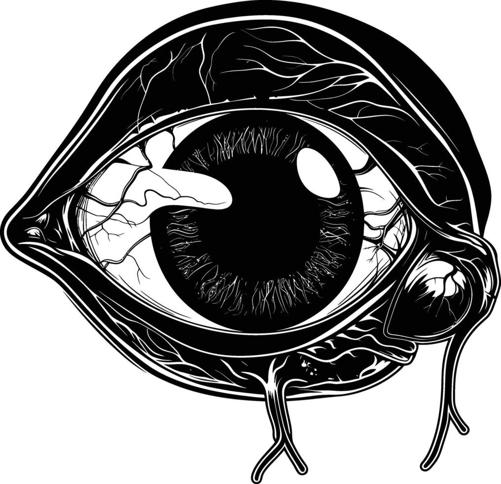 ai generado silueta para interno órganos de ojo negro color solamente vector