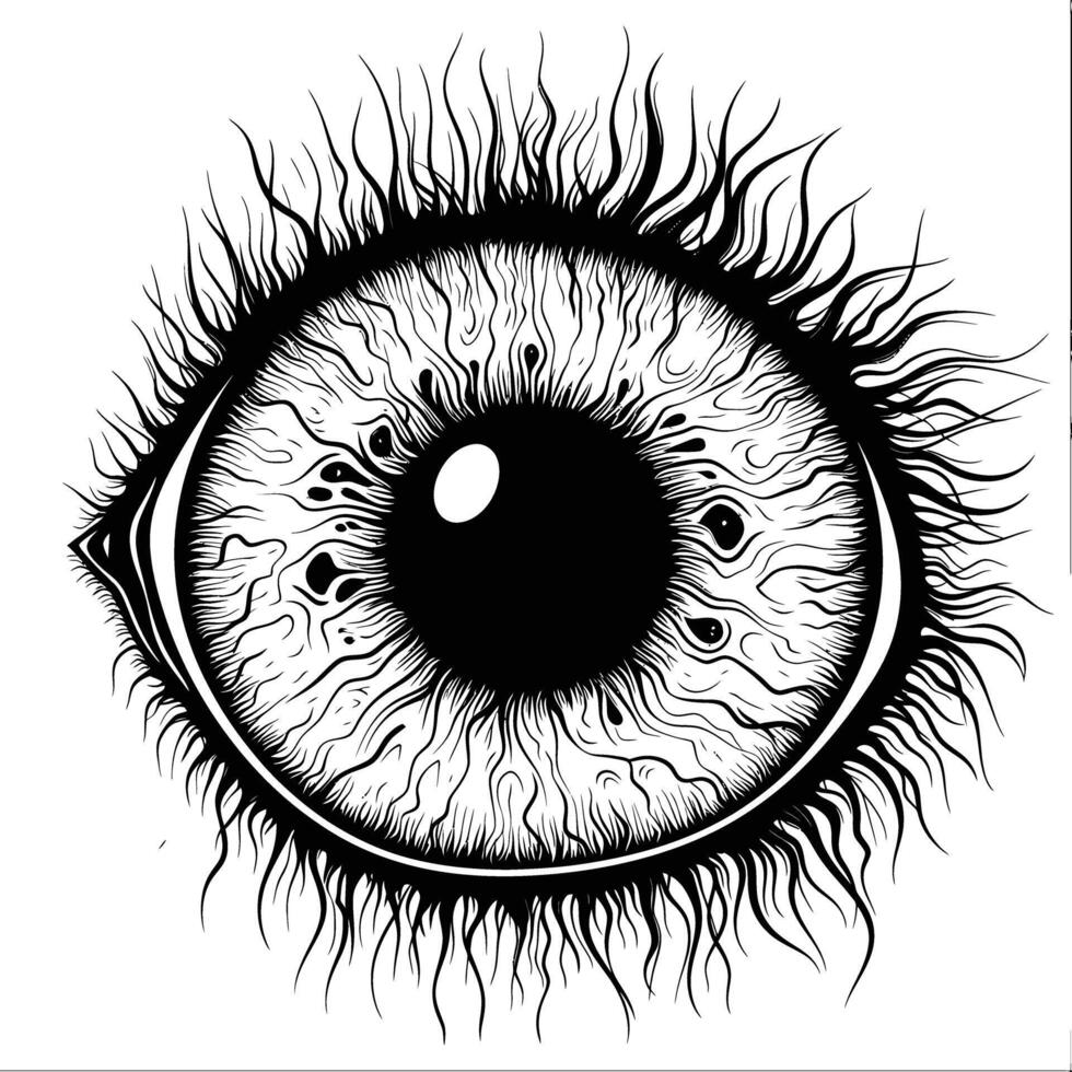 AI generated Silhouette for internal organs of eye ball black color only vector