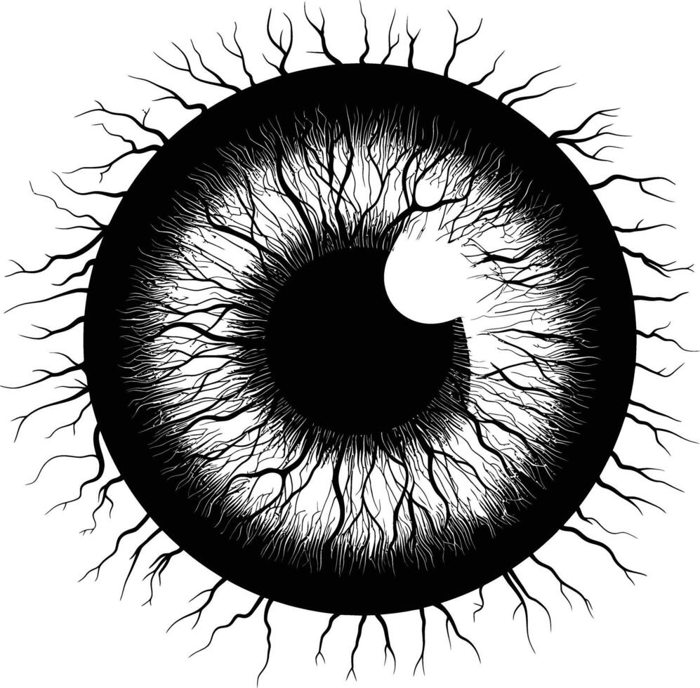 AI generated Silhouette for internal organs of eye ball black color only vector