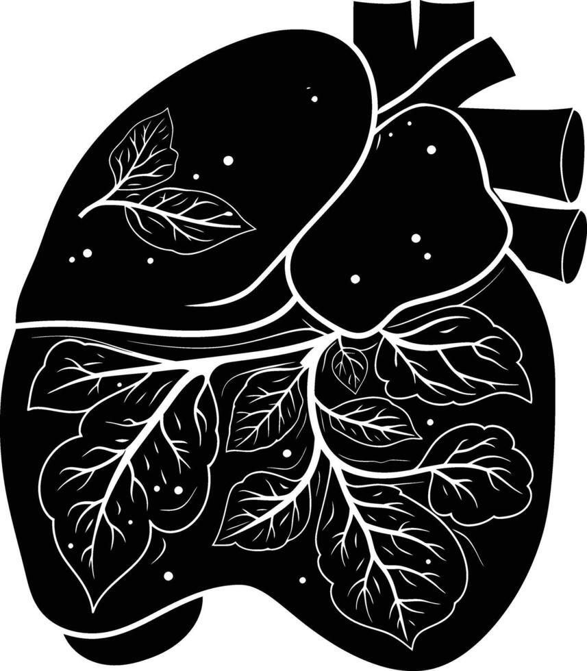 AI generated Silhouette for internal organs of the liver black color only vector