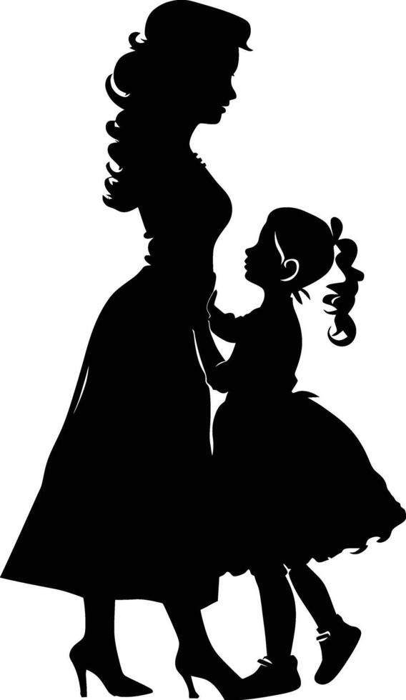 AI generated Silhouette for mother day moment black color only full body vector