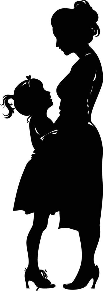 AI generated Silhouette for mother day moment black color only full body vector