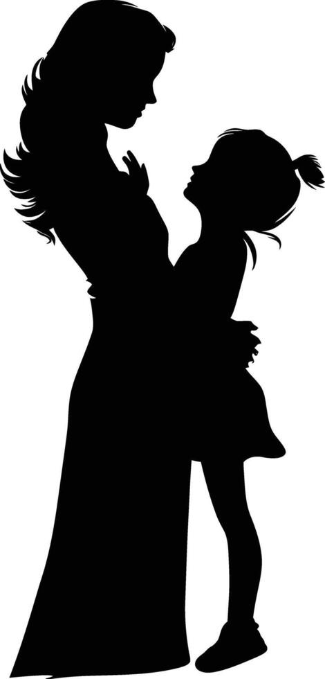 AI generated Silhouette for mother day moment black color only full body vector