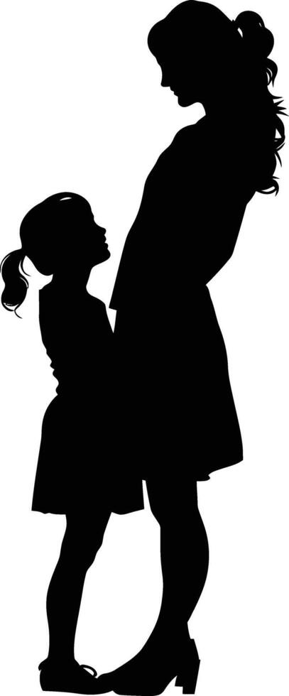 AI generated Silhouette for mother day moment black color only full body vector