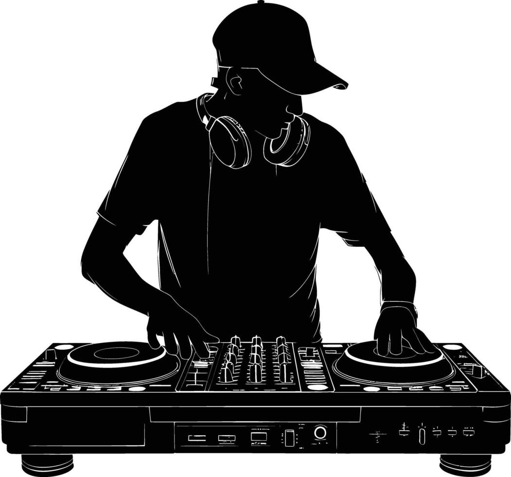 ai generado silueta DJ controlador negro color solamente vector