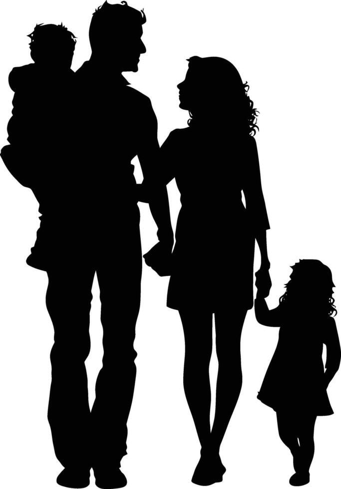AI generated Silhouette happy family black color only full body vector