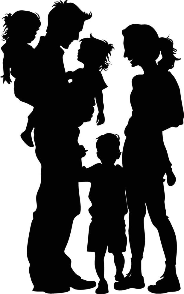 ai generado silueta contento familia negro color solamente lleno cuerpo vector