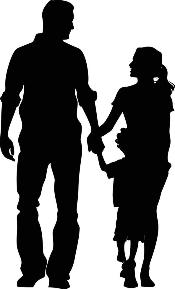 AI generated Silhouette happy family black color only full body vector