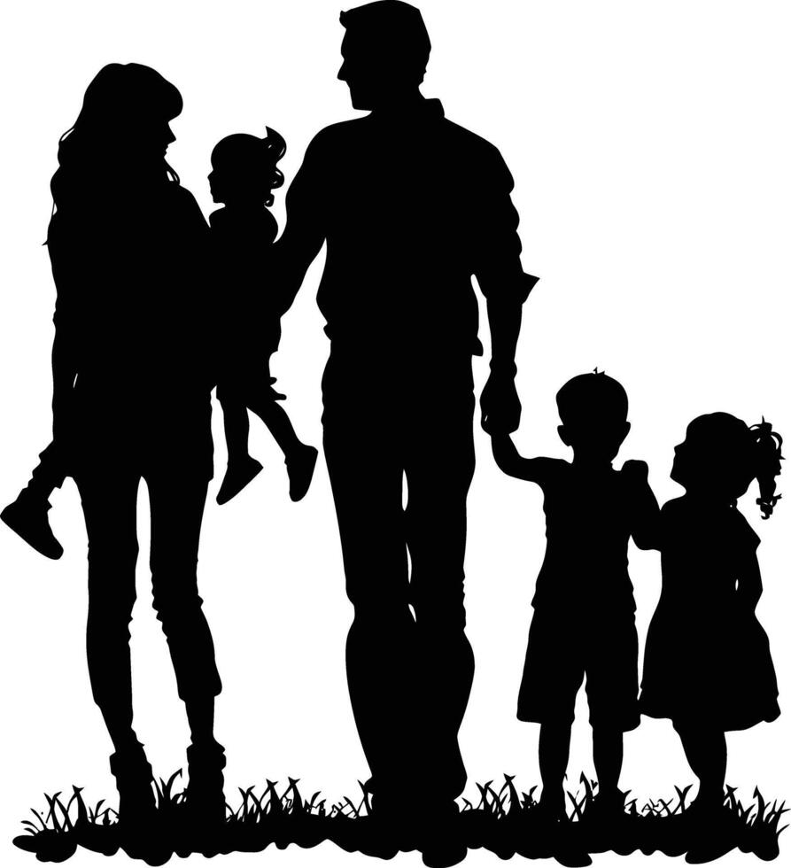 AI generated Silhouette happy family black color only full body vector