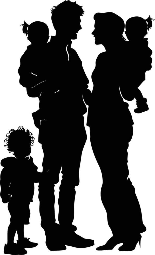 AI generated Silhouette happy family black color only full body vector