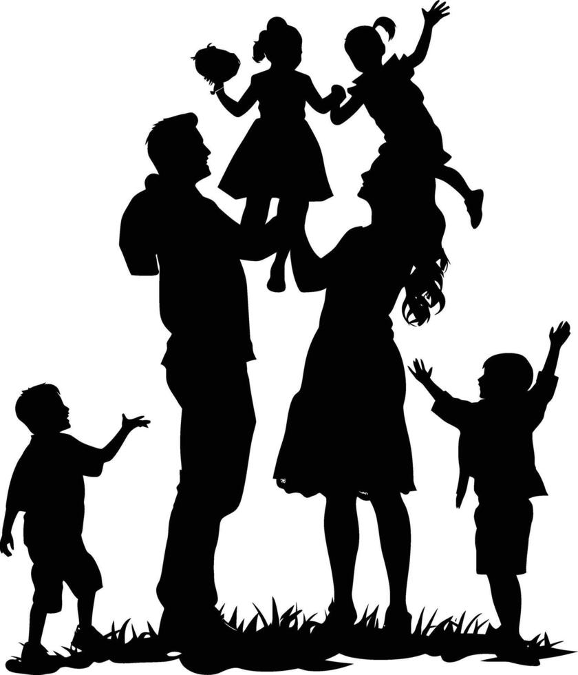 AI generated Silhouette happy family black color only full body vector