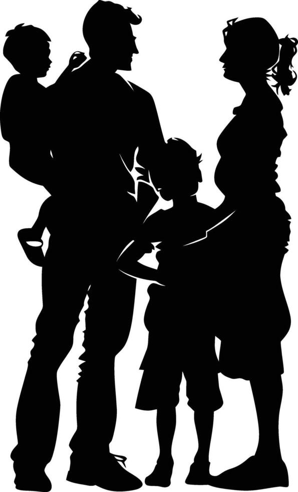 AI generated Silhouette happy family black color only full body vector