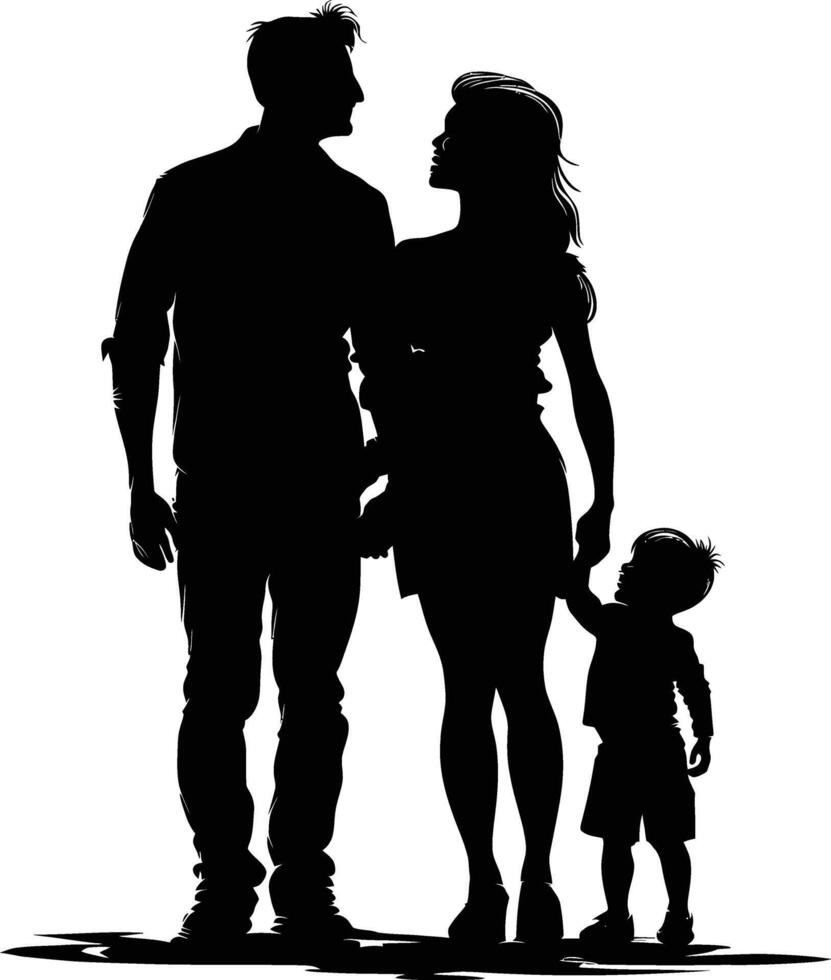 ai generado silueta contento familia negro color solamente lleno cuerpo vector