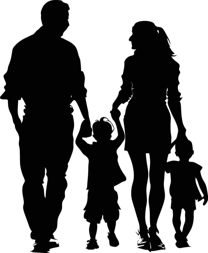 AI generated Silhouette happy family black color only full body vector