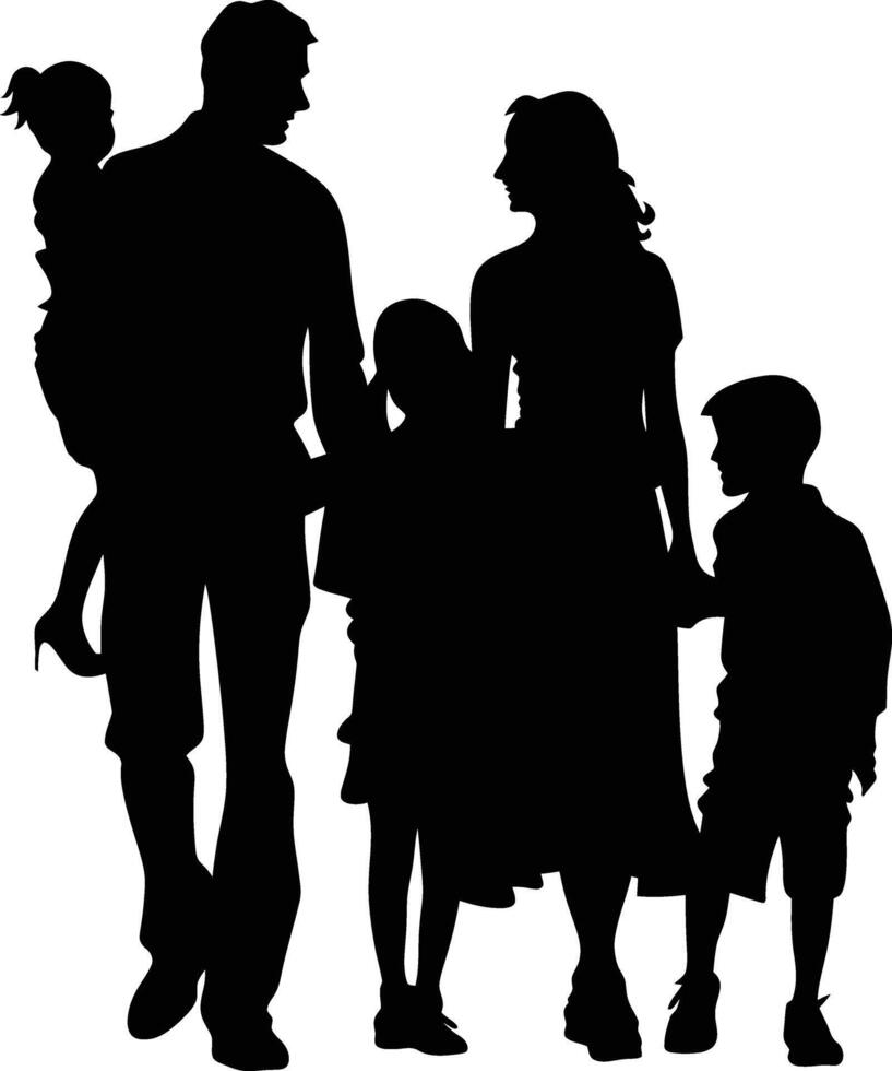 AI generated Silhouette happy family black color only full body vector