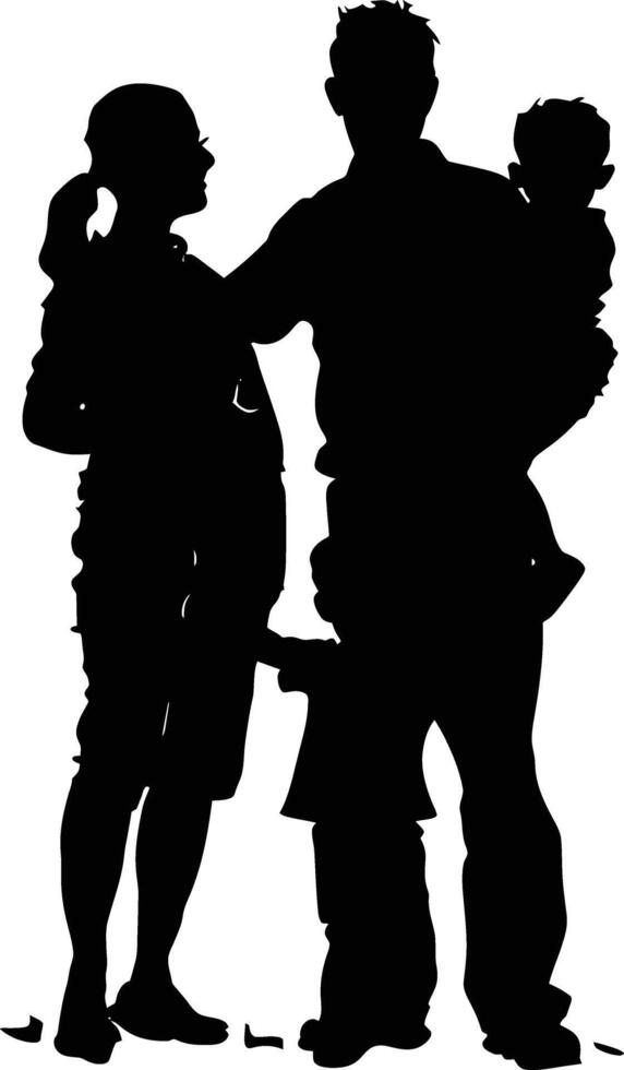 AI generated Silhouette happy family black color only full body vector