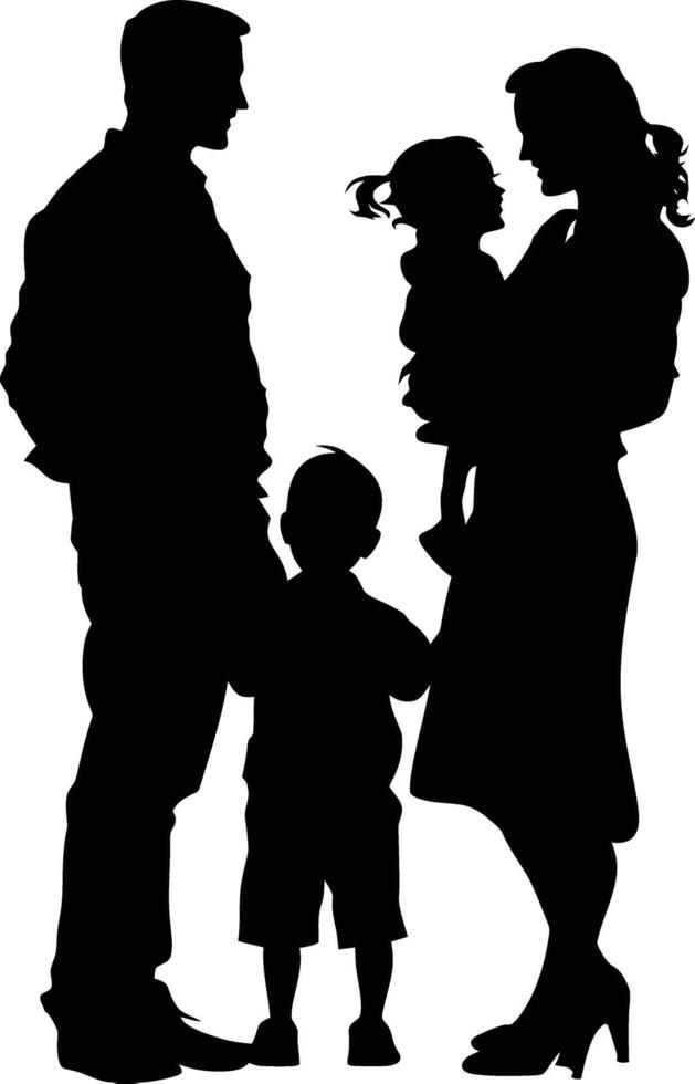 ai generado silueta contento familia negro color solamente lleno cuerpo vector