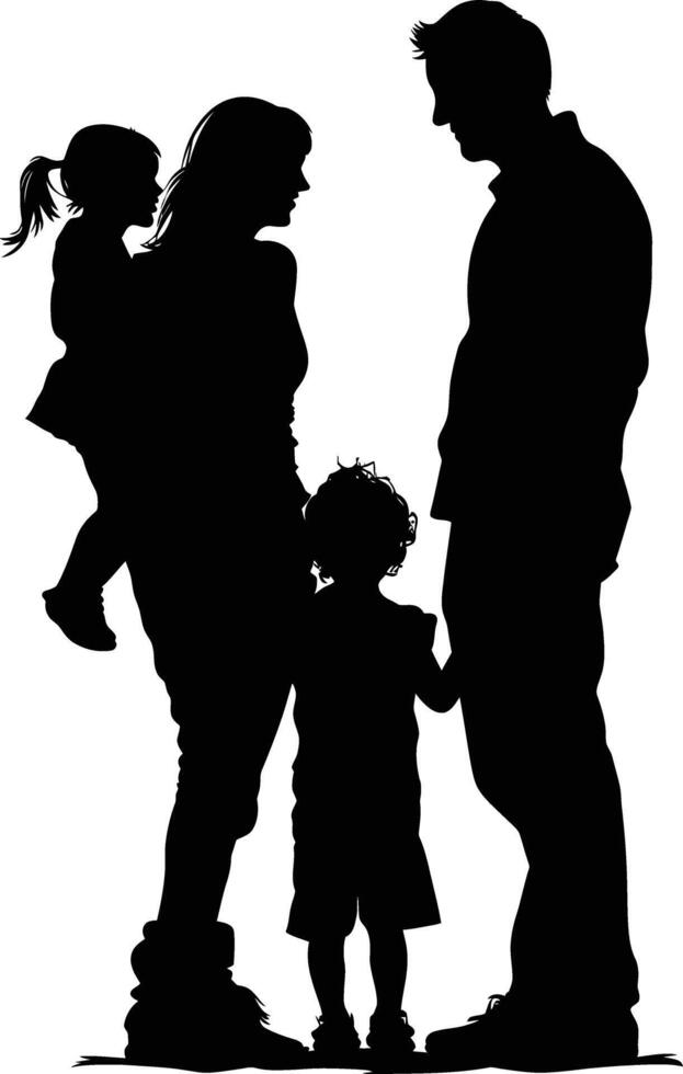 AI generated Silhouette happy family black color only full body vector