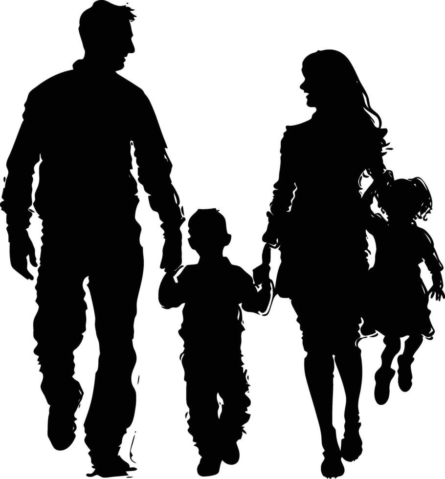 AI generated Silhouette happy family black color only full body vector