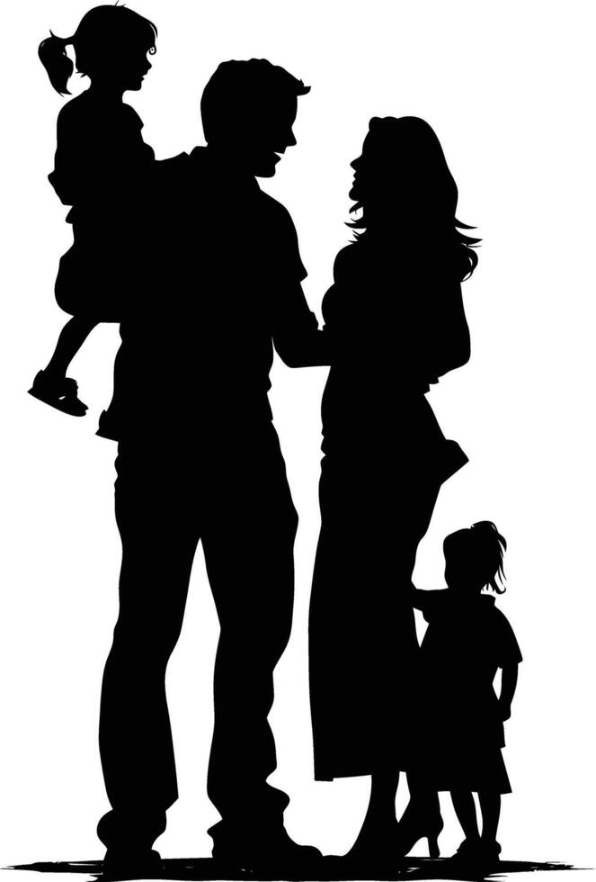 AI generated Silhouette happy family black color only full body vector