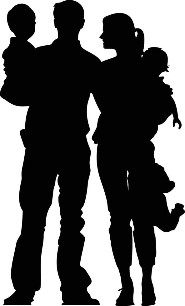 AI generated Silhouette happy family black color only full body vector