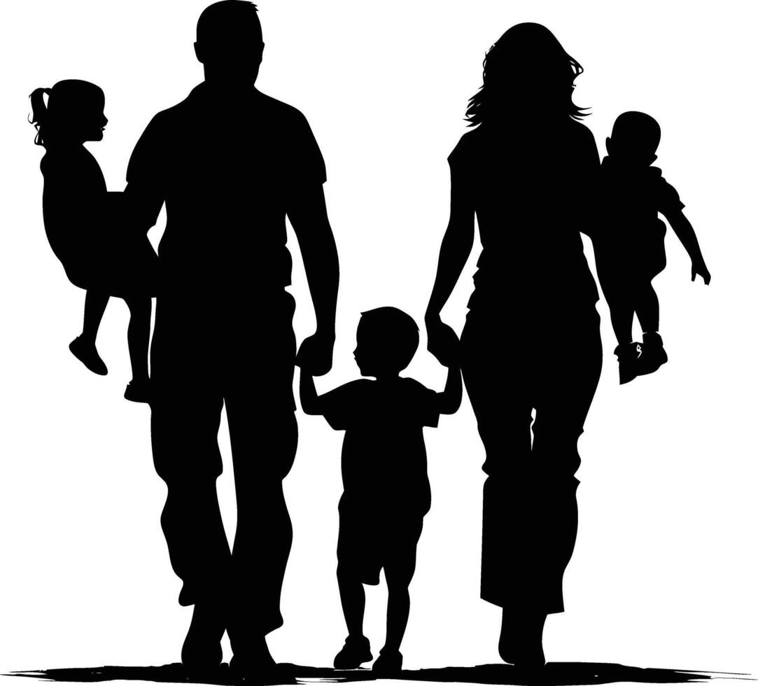 ai generado silueta contento familia negro color solamente lleno cuerpo vector