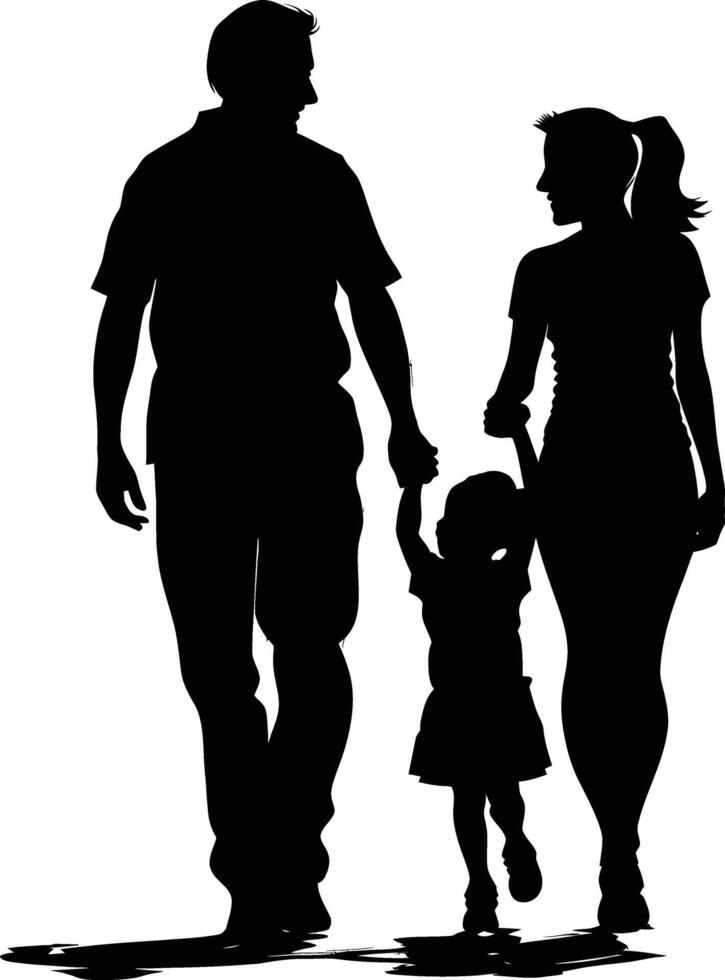 AI generated Silhouette happy family black color only full body vector