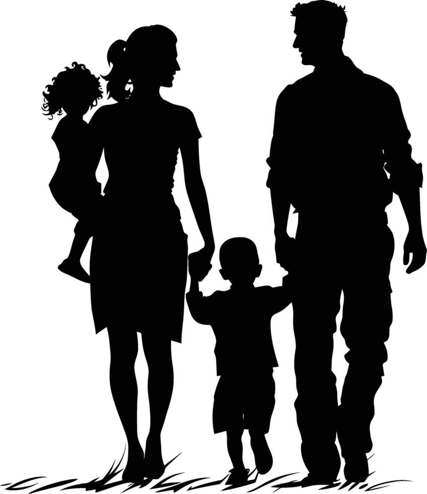 AI generated Silhouette happy family black color only full body vector