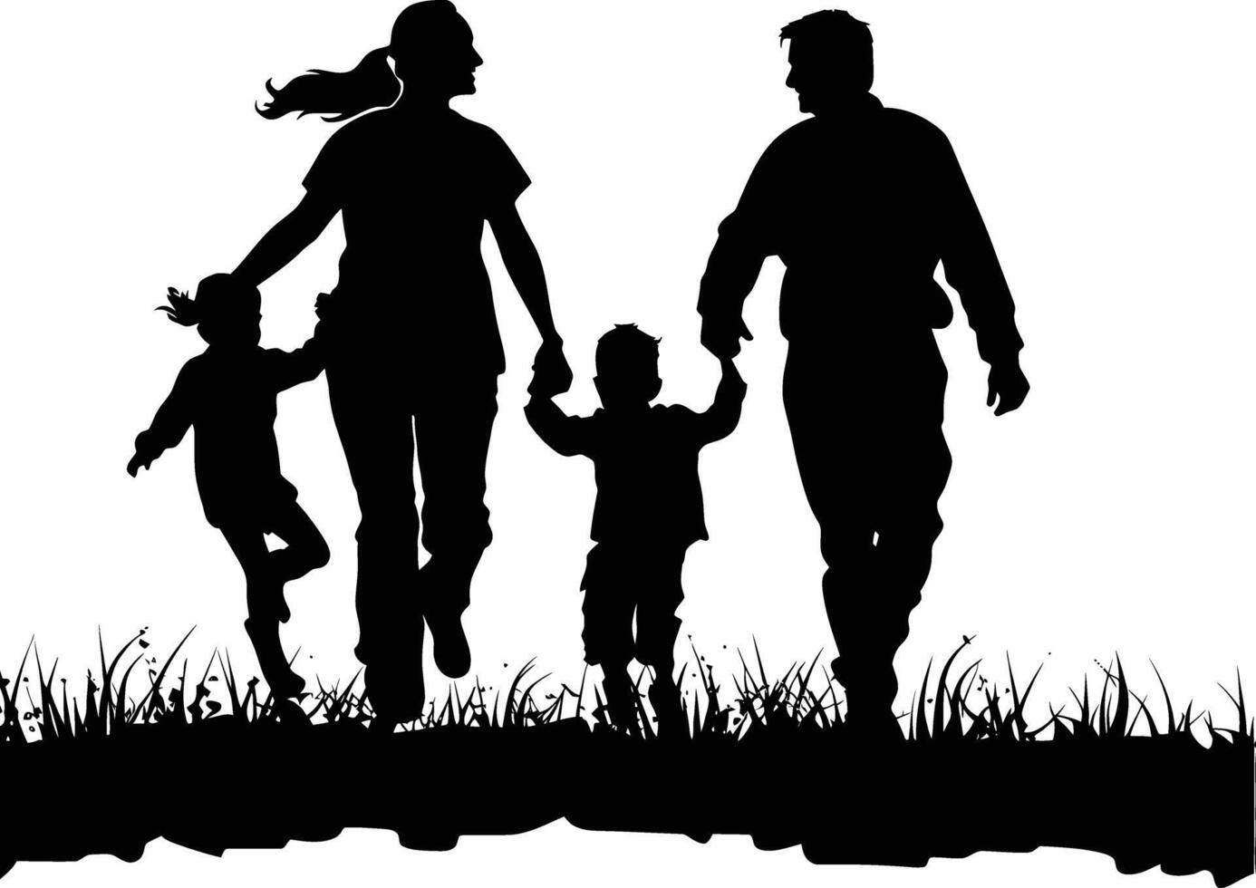 ai generado silueta contento familia negro color solamente lleno cuerpo vector