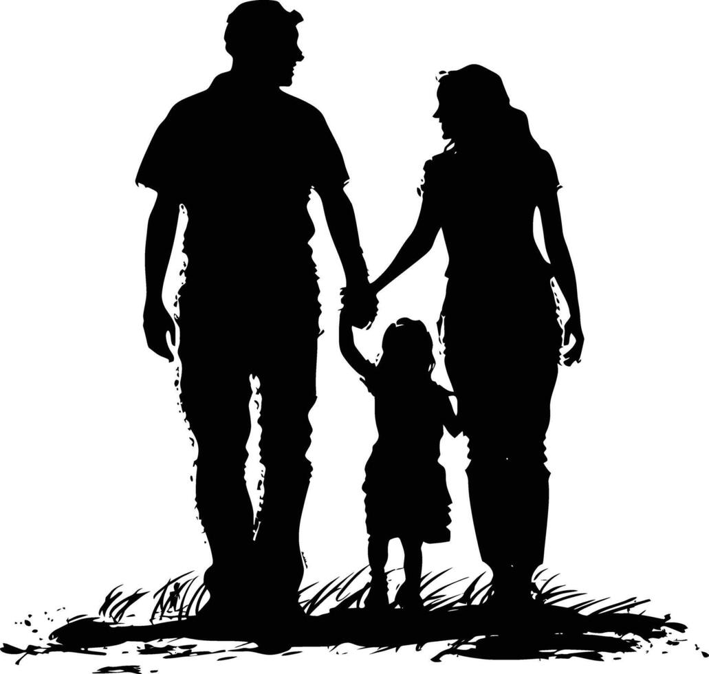 ai generado silueta contento familia negro color solamente lleno cuerpo vector