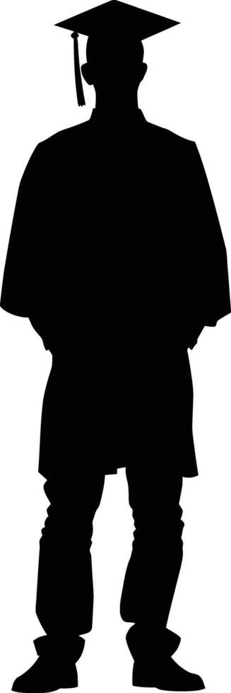 AI generated Silhouette man wear graduating hat black color only vector